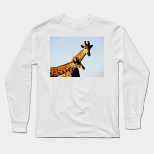 African Wildlife Photography Blue Sky Giraffe Long Sleeve T-Shirt